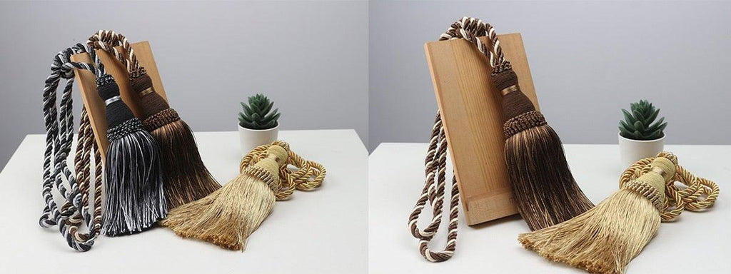 Handcrafted Braided Tassel Curtain Tiebacks – Color Options