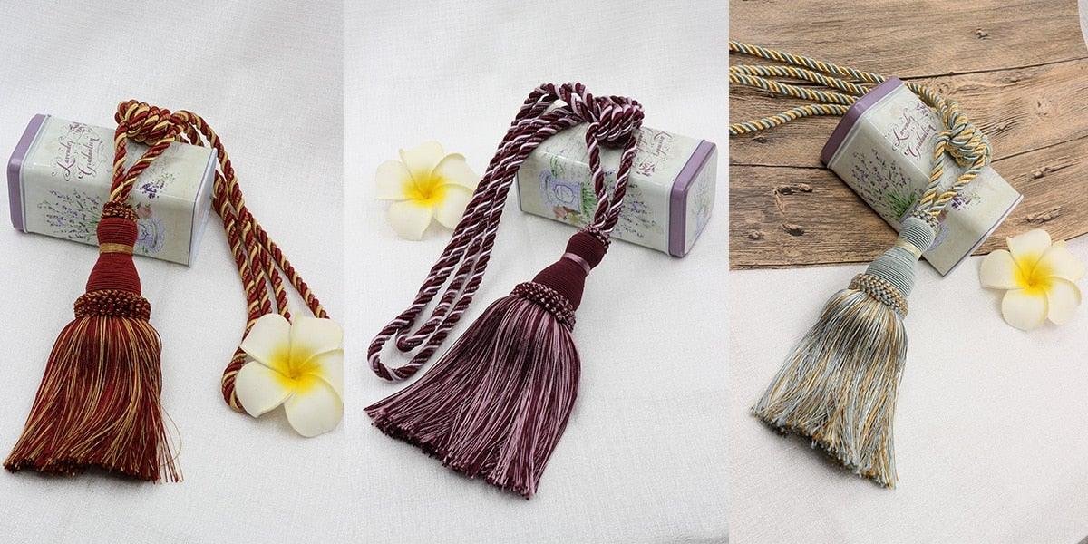 Handcrafted Braided Tassel Curtain Tiebacks – Color Options