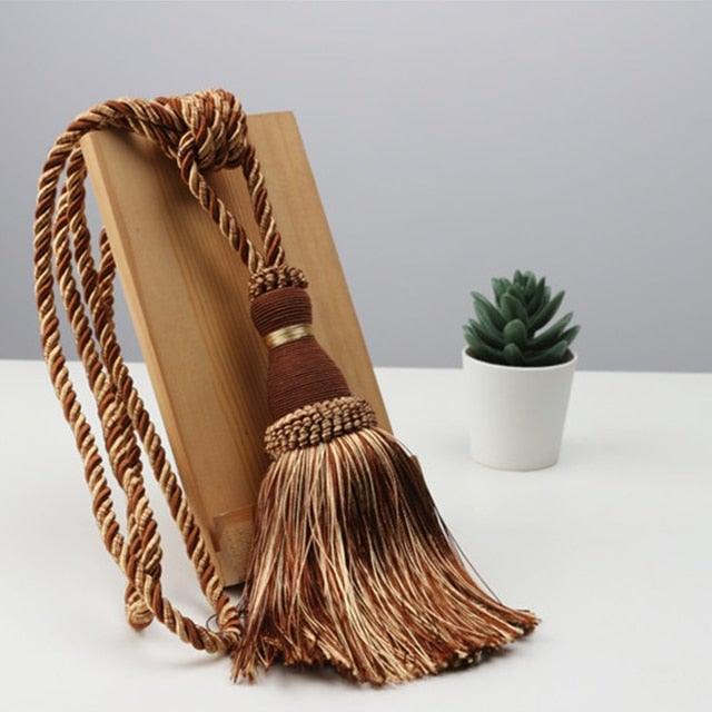 Handcrafted Braided Tassel Curtain Tiebacks – Color Options