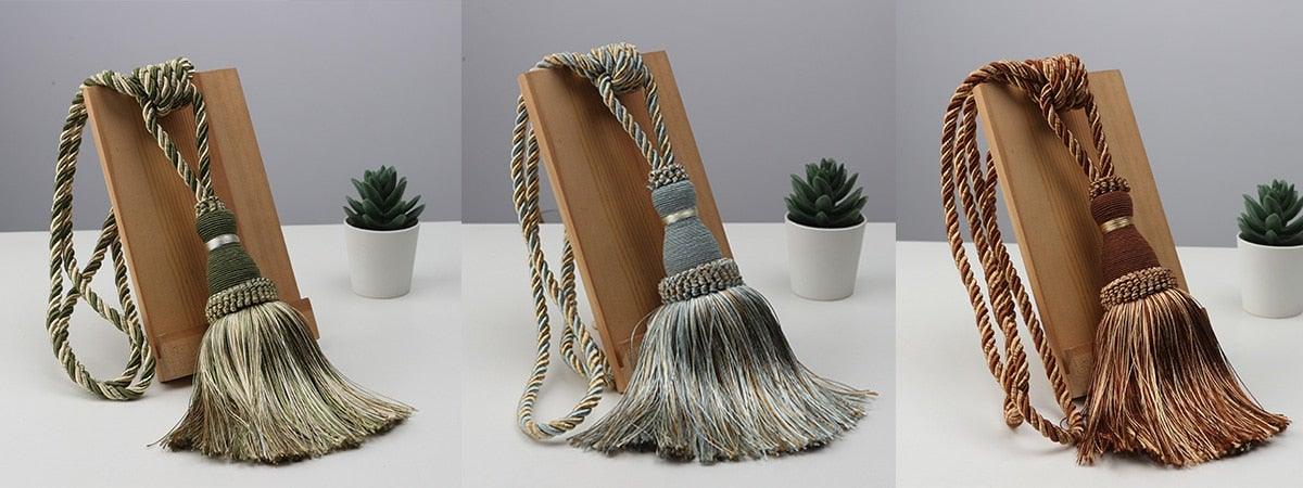 Handcrafted Braided Tassel Curtain Tiebacks – Color Options