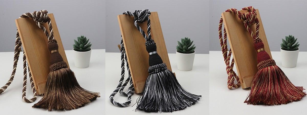 Handcrafted Braided Tassel Curtain Tiebacks – Color Options
