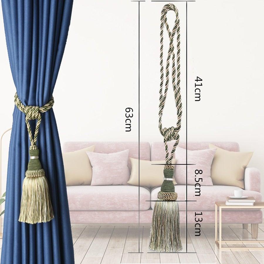Handcrafted Braided Tassel Curtain Tiebacks – Color Options