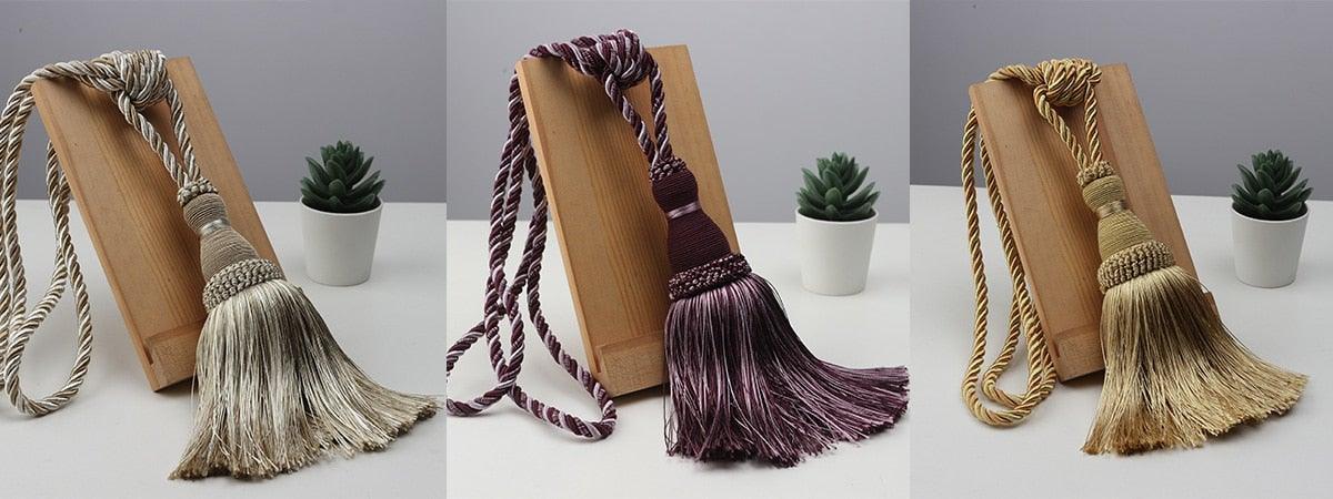 Handcrafted Braided Tassel Curtain Tiebacks – Color Options