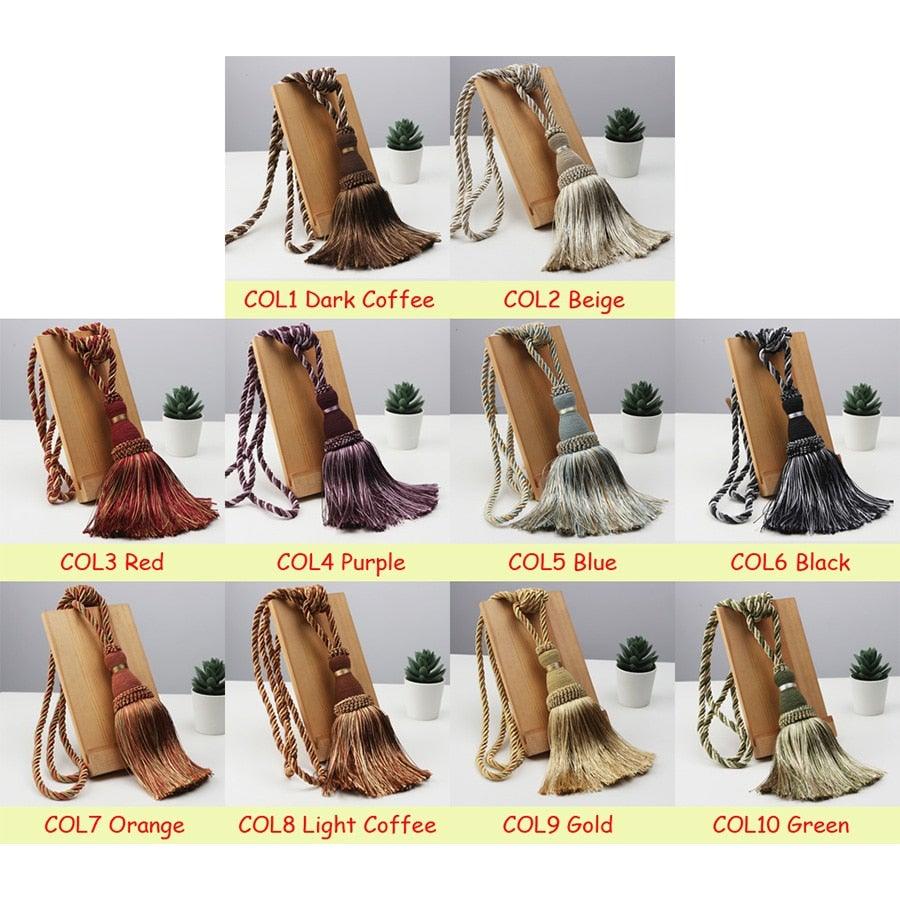 Handcrafted Braided Tassel Curtain Tiebacks – Color Options