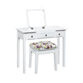 Flip-Top Vanity Dressing Table with Mirror, 3 Drawers & Stool