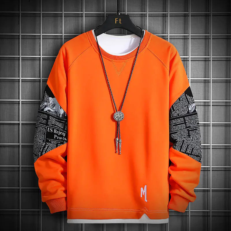 Men's Long-Sleeved Casual Sweater - Trendy Round Neck