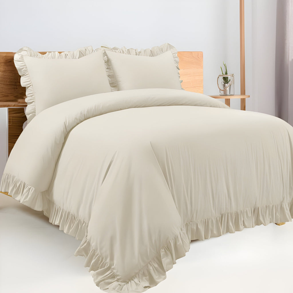 400 Thread Count Cotton Sateen Ruffle Duvet Cover Set