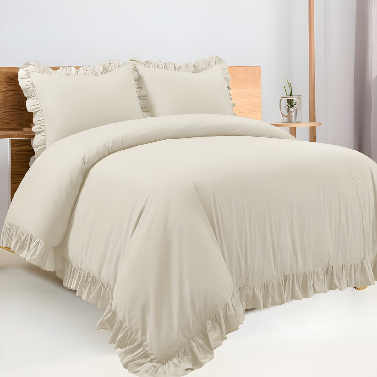 400 Thread Count Cotton Sateen Ruffle Duvet Cover Set