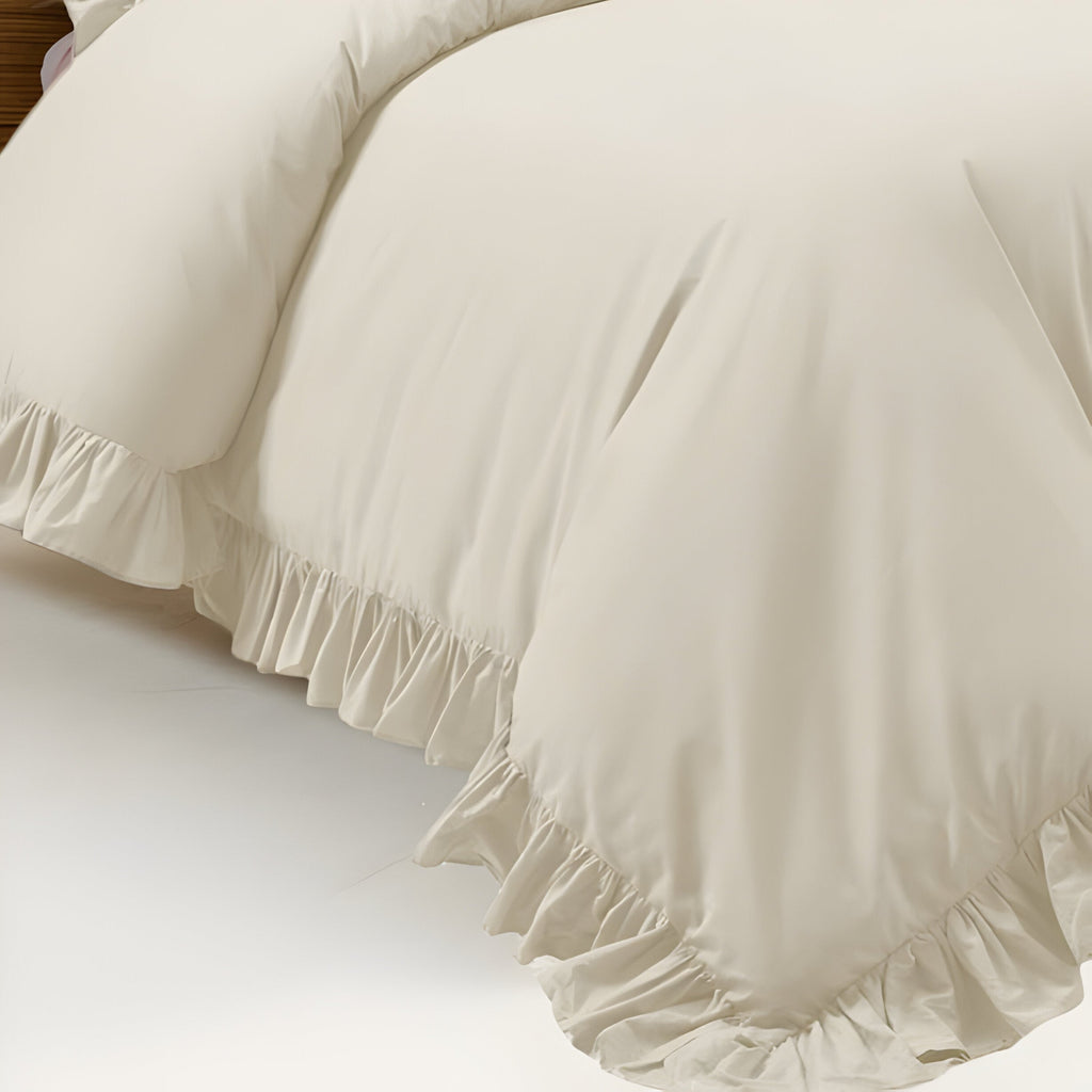 400 Thread Count Cotton Sateen Ruffle Duvet Cover Set