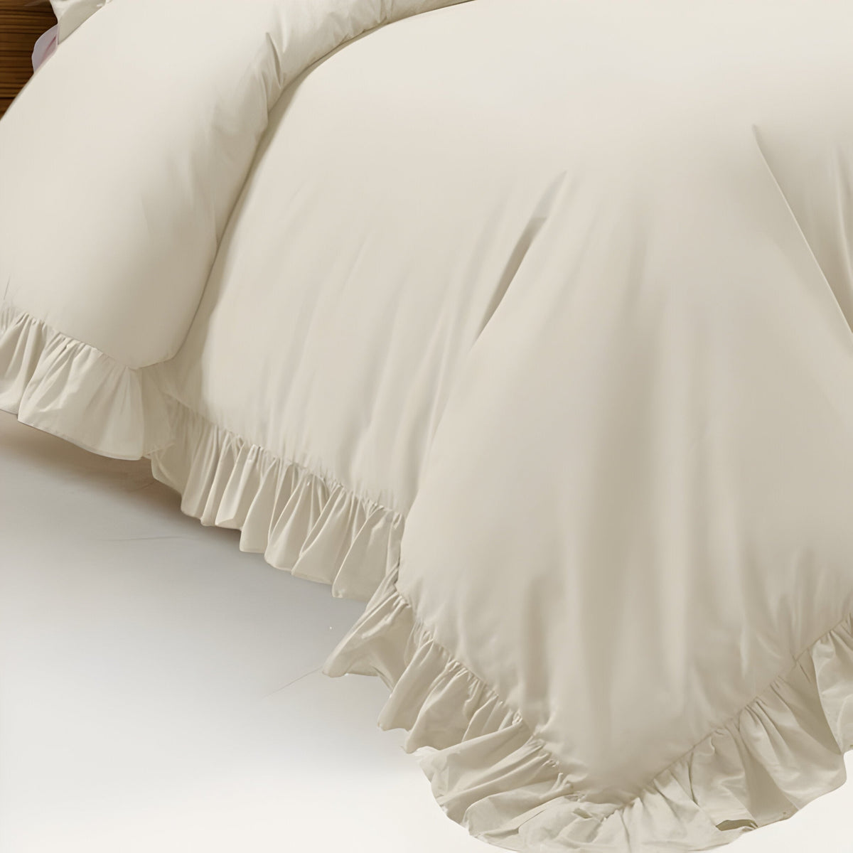 400 Thread Count Cotton Sateen Ruffle Duvet Cover Set