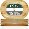 Palm Leaf Disposable Serving  Tray Set – 15 Pack (17 × 12 in) Platters