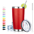 20 oz Stainless Steel Insulated Tumbler with Straw & Brush – Atikzhe (Bright Red)