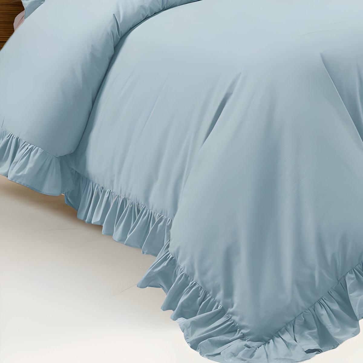 400 Thread Count Cotton Sateen Ruffle Duvet Cover Set