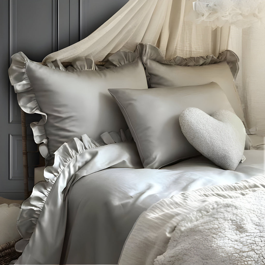 400 Thread Count Cotton Sateen Ruffle Duvet Cover Set