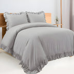 400 Thread Count Cotton Sateen Ruffle Duvet Cover Set