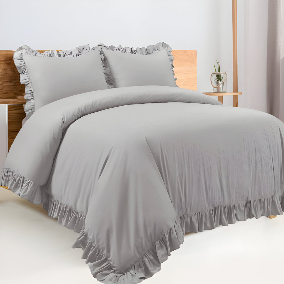 400 Thread Count Cotton Sateen Ruffle Duvet Cover Set