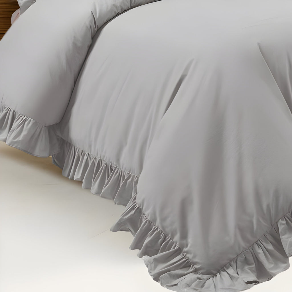 400 Thread Count Cotton Sateen Ruffle Duvet Cover Set
