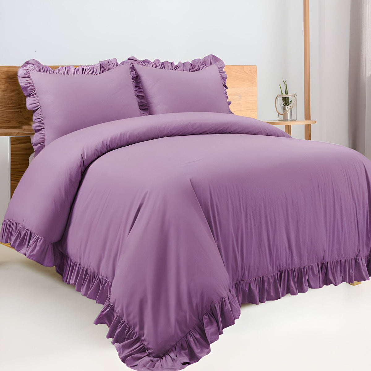 400 Thread Count Cotton Sateen Ruffle Duvet Cover Set