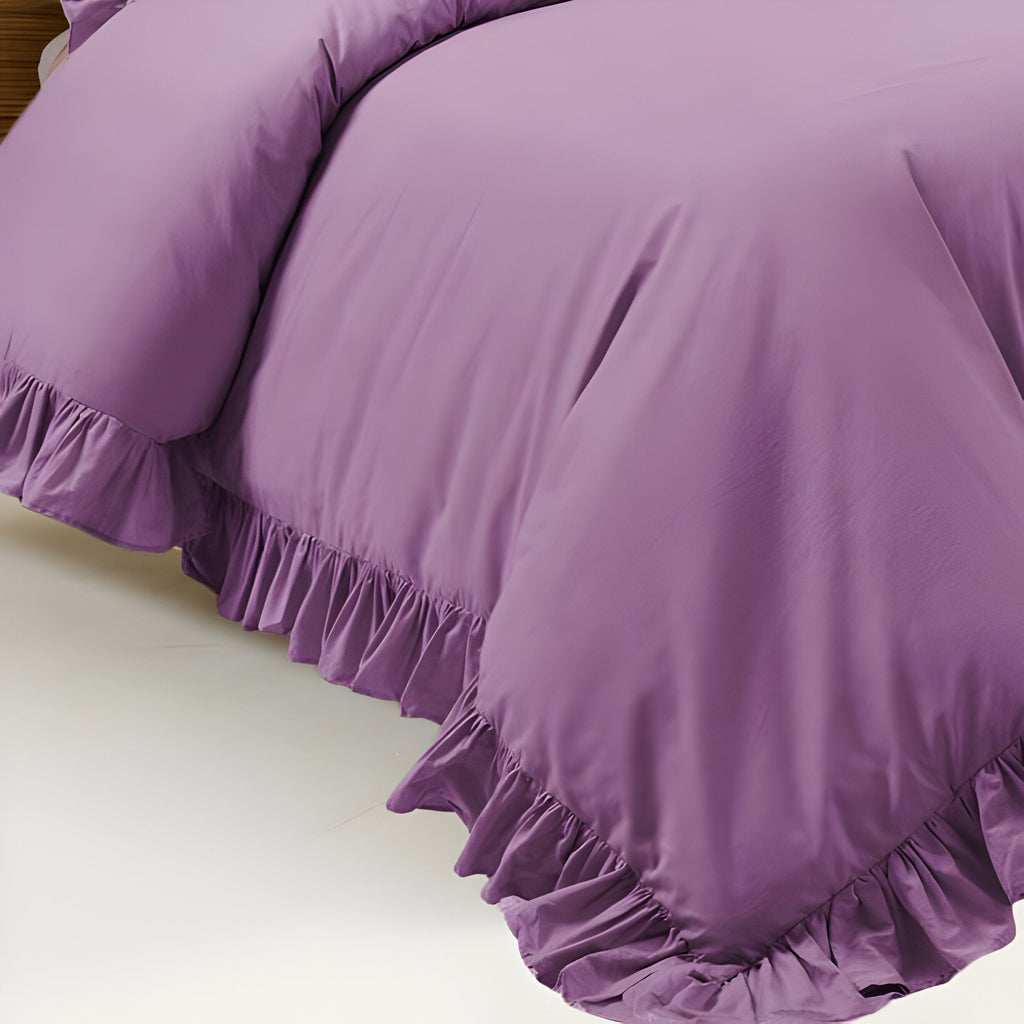 400 Thread Count Cotton Sateen Ruffle Duvet Cover Set