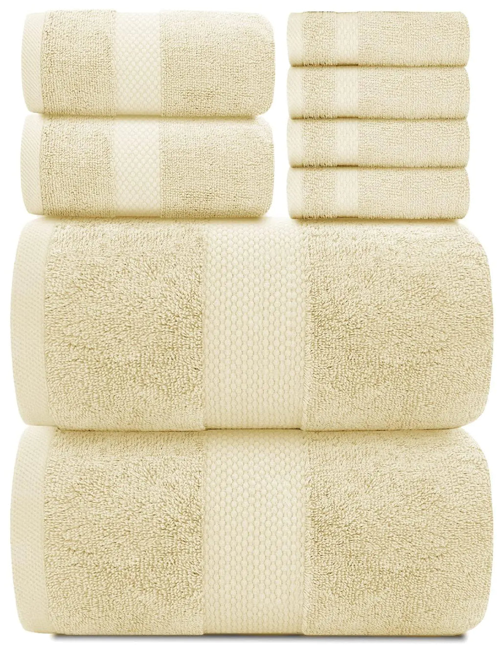 8-Piece Combed Cotton Towel Set (Beige)