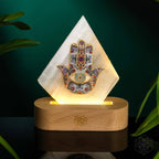 Selenite Hamsa Mood Lamp – 30 Light Modes