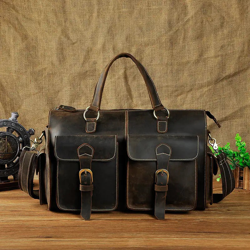 Crazy Horse Leather Tote Handbag
