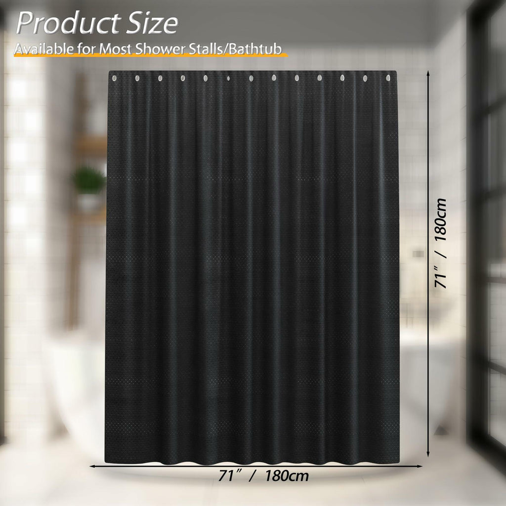 71" × 71" White Waterproof Shower Curtain Liner with Hooks