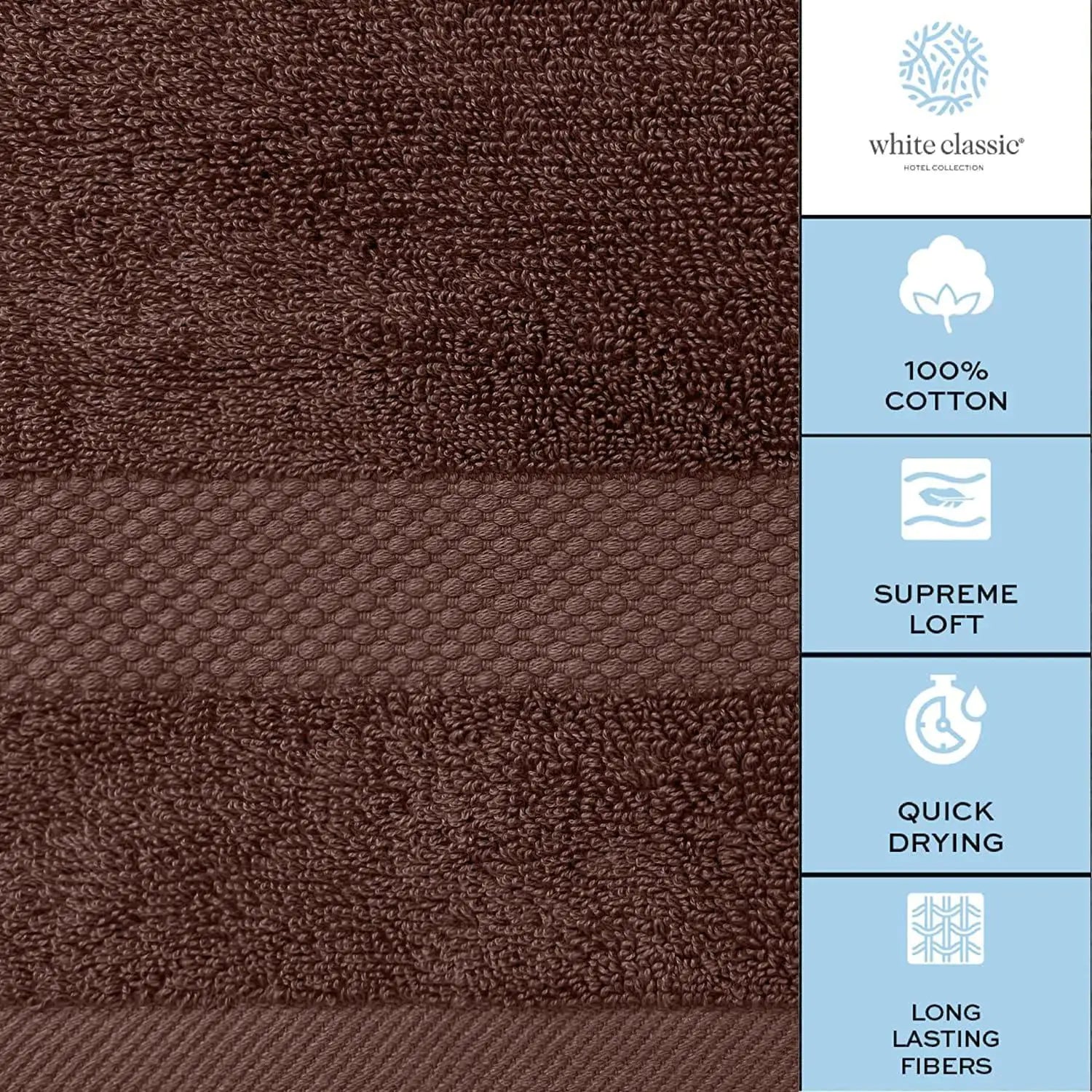 8-Piece Combed Cotton Towel Set (Brown)