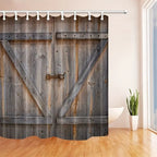 Vintage Wooden Door Shower Curtain – 12 Hooks Included