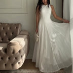 Pearl-Trim Lace Overlay Maxi Dress Set(MS464)
