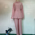 Peplum Shirt & Wide-Leg Trousers Co-ord Set(MS481)