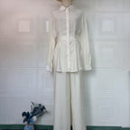 Peplum Shirt & Wide-Leg Trousers Co-ord Set(MS481)