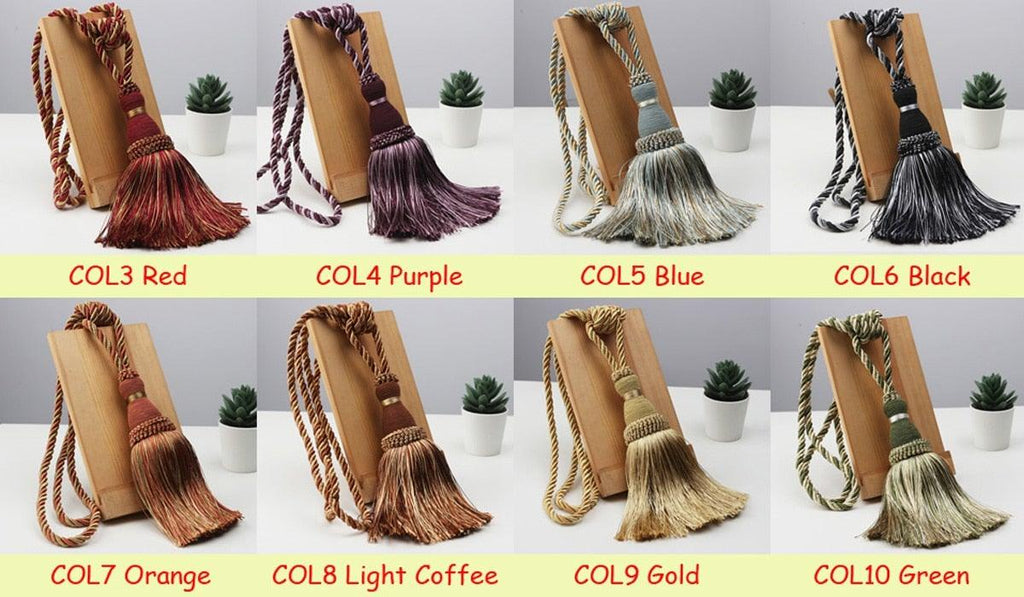 Handcrafted Braided Tassel Curtain Tiebacks – Color Options
