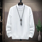 Men's Casual Brown Long-Sleeved Round Neck Sweater