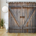 Vintage Wooden Door Shower Curtain – 12 Hooks Included