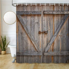 Vintage Wooden Door Shower Curtain – 12 Hooks Included