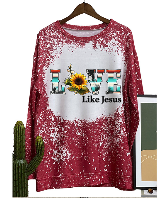 Women’s Printed Round-Neck Long-Sleeve Sweater