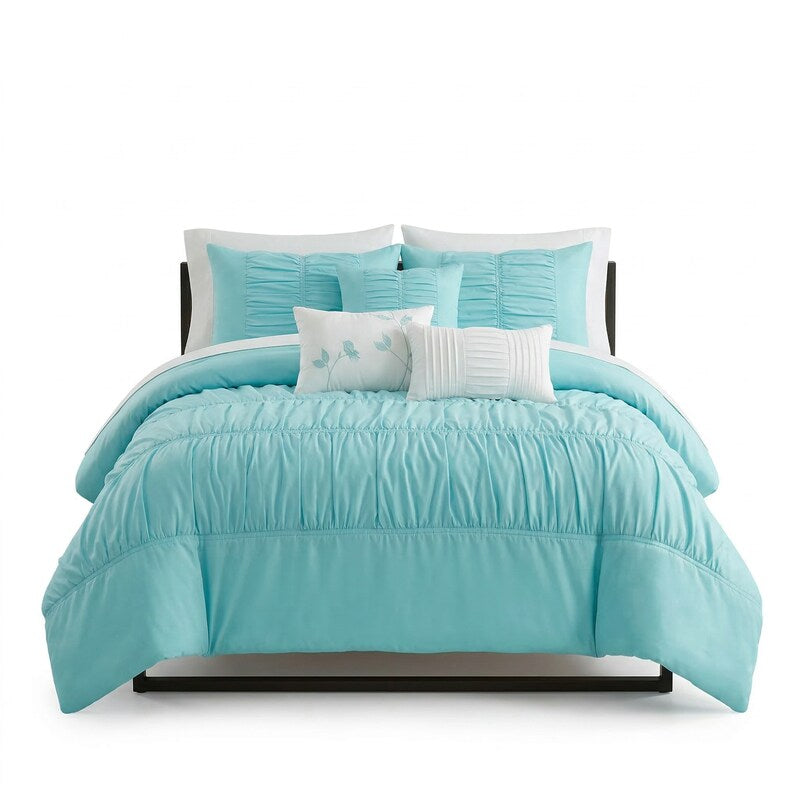 Mi-Zone Miramar Ruched Duvet Cover Set – One Size, Fits King & California King Beds