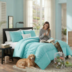 Mi-Zone Miramar Ruched Duvet Cover Set – One Size, Fits King & California King Beds