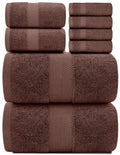 8-Piece Combed Cotton Towel Set (Brown)