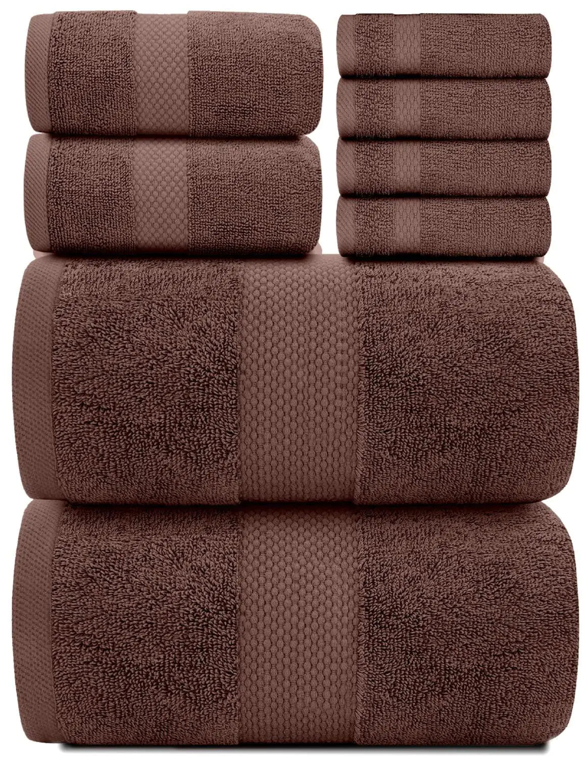 8-Piece Combed Cotton Towel Set (Brown)