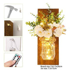 2-Piece Mason Jar Floral Wall Sconce Set with LED Fairy Lights