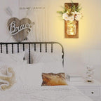 2-Piece Mason Jar Floral Wall Sconce Set with LED Fairy Lights