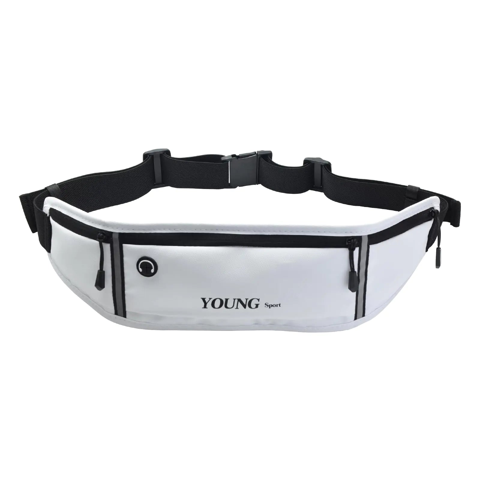 Reflective Running Belt Waist Fanny Pack – Water Resistant (White)