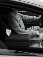 Suede Armrest Cover with Raised Pad & Tissue Holder – Tesla Model 3 Highland / Model Y Juniper