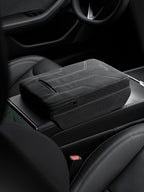 Suede Armrest Cover with Raised Pad & Tissue Holder – Tesla Model 3 Highland / Model Y Juniper