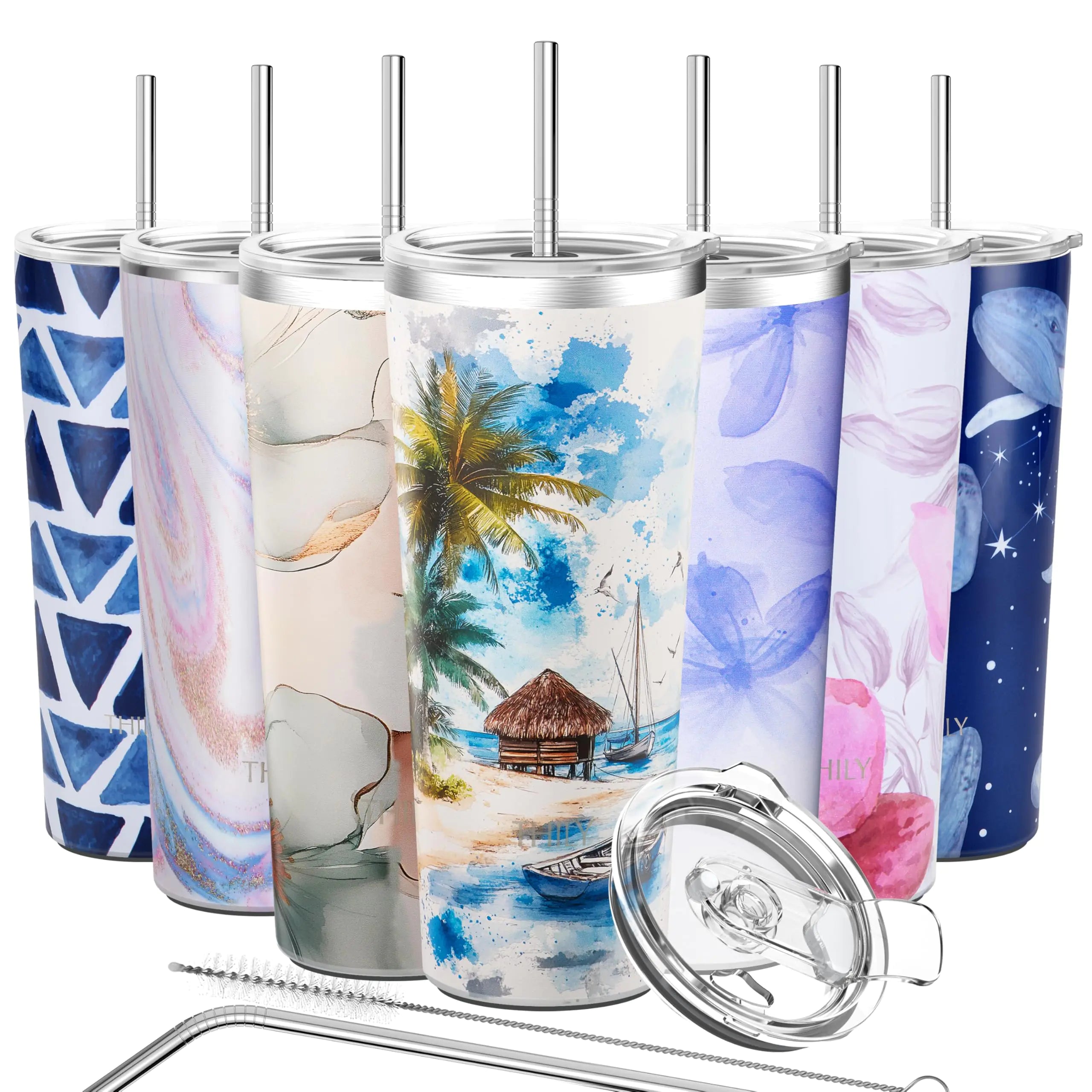26 oz Vacuum Insulated Stainless Steel Tumbler – Thily (Coastal Breeze)