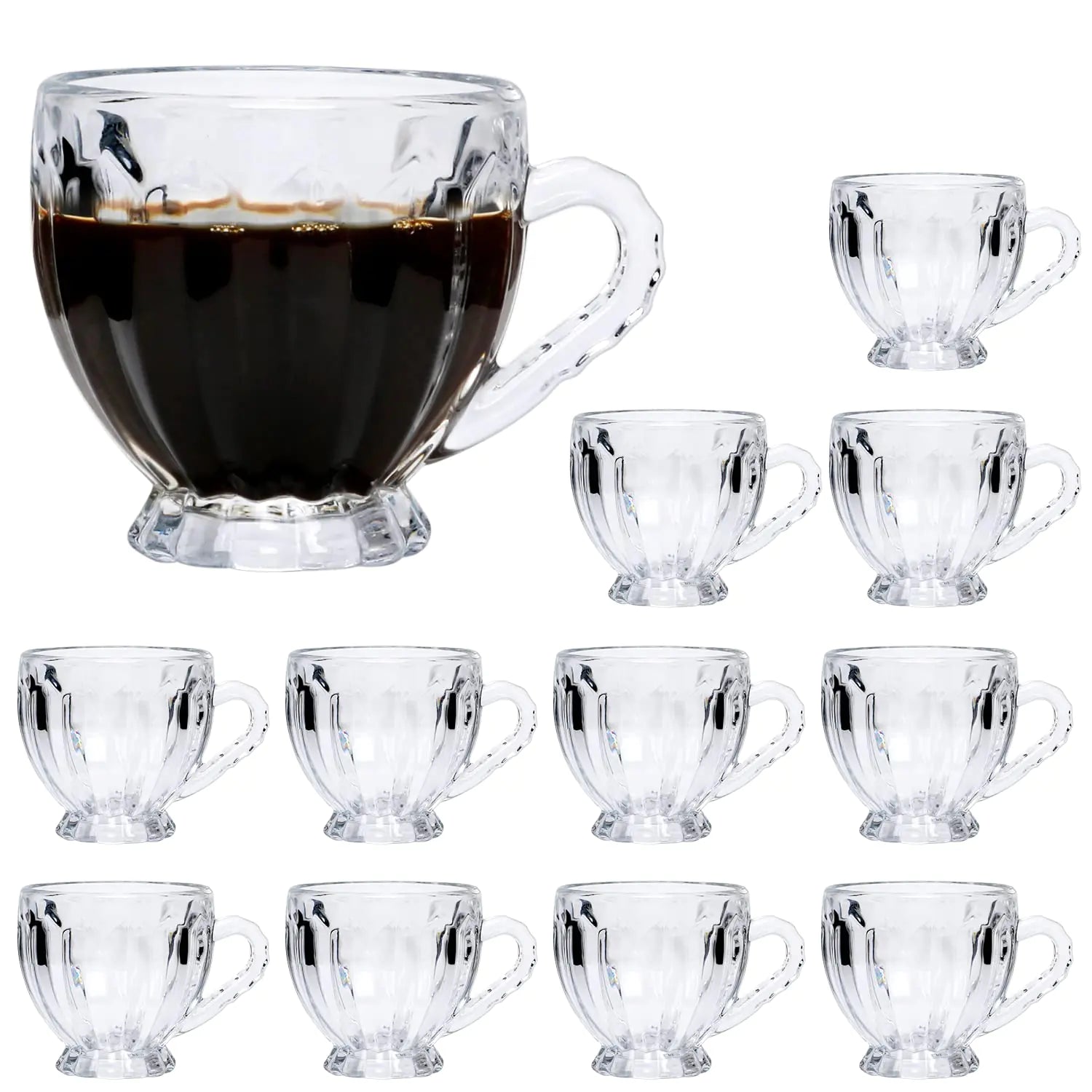 12-Piece Vintage 6 oz Glass Coffee Mug Set – Qappda