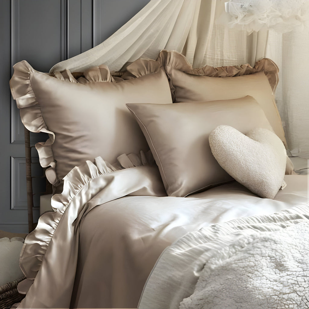 400 Thread Count Cotton Sateen Ruffle Duvet Cover Set