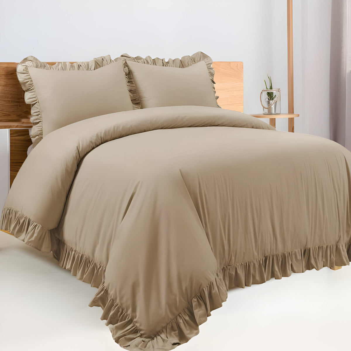 400 Thread Count Cotton Sateen Ruffle Duvet Cover Set